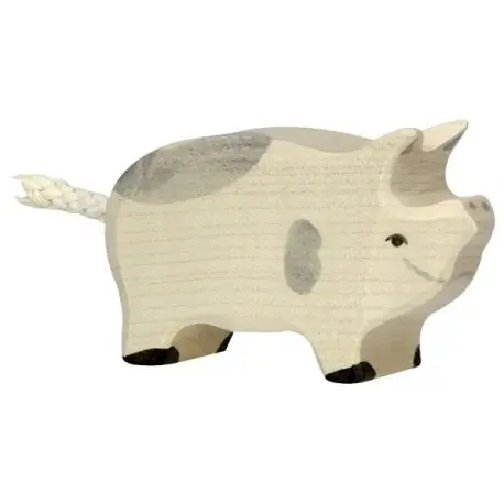 Merkproduct Holztiger houten varken gevlekt 6,5 x 1,9 x 4 cm