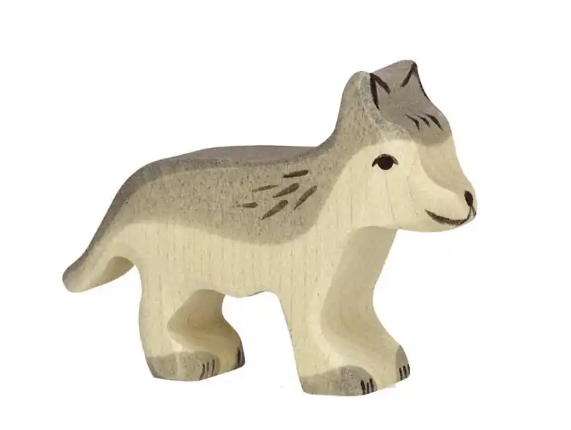 Holztiger houten wolf klein 6,5 cm Gratis Retour