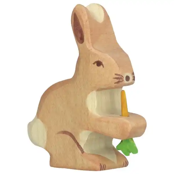 Holztiger houten haas met wortel 6 cm Gereduceerde Prijs