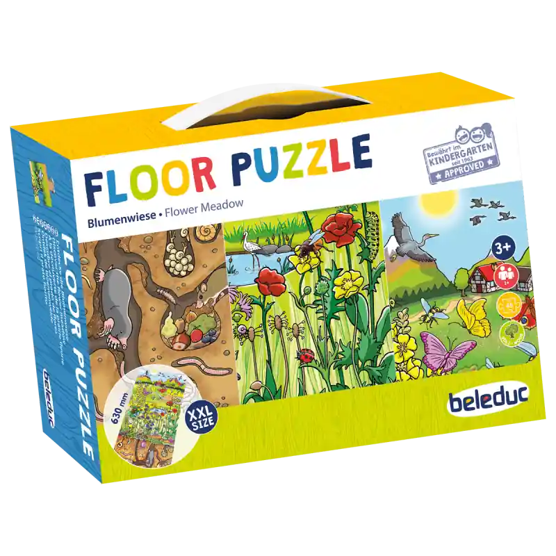 Beleduc Houten vloerpuzzel - bloemenweide - 45 stukken, vanaf 3 jaar Finale Uitverkoop
