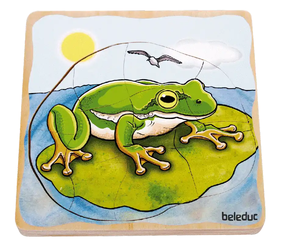 Snelle Levering Beleduc 5 in 1 houten lagenpuzzel Kikker