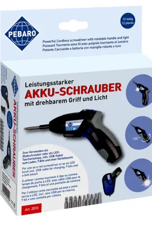 Merkproduct Pebaro accu-schroefboormachine met draaibare handgreep