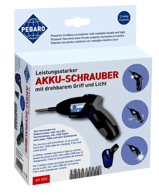 Merkproduct Pebaro accu-schroefboormachine met draaibare handgreep