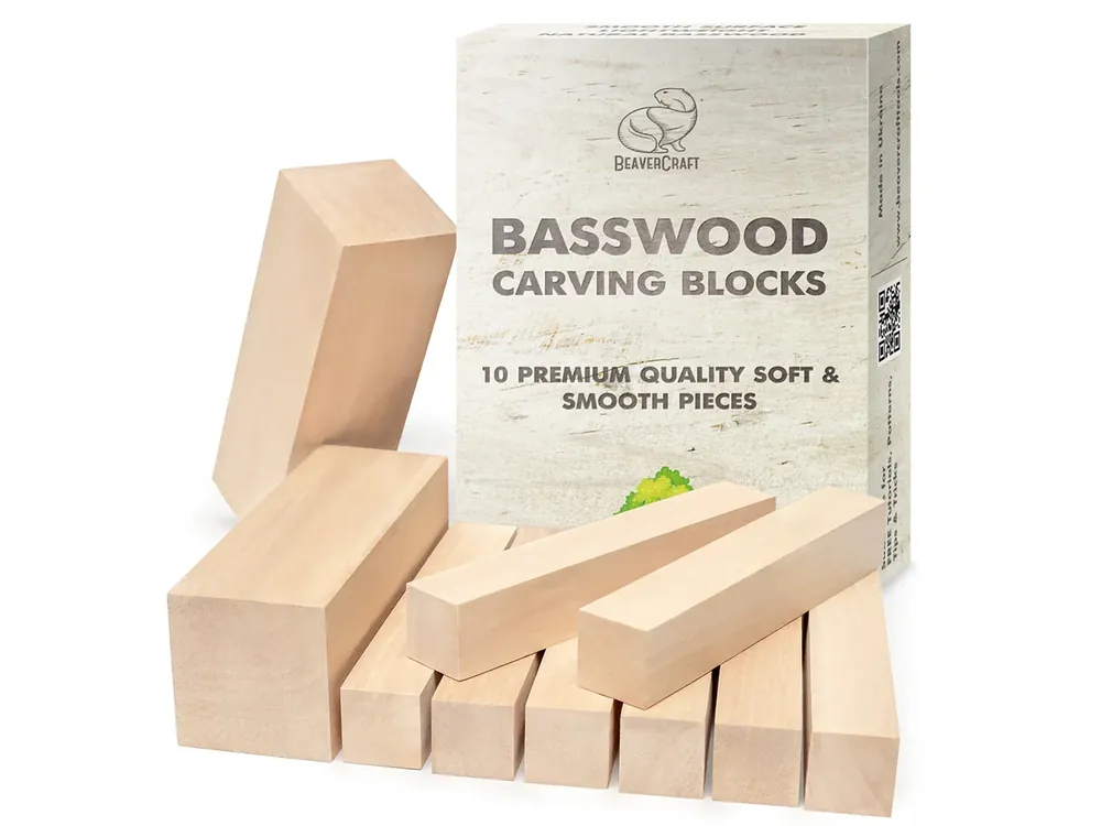Exclusieve Aanbieding Beavercraft Lindehout set houtsnijblokken -10 stuks