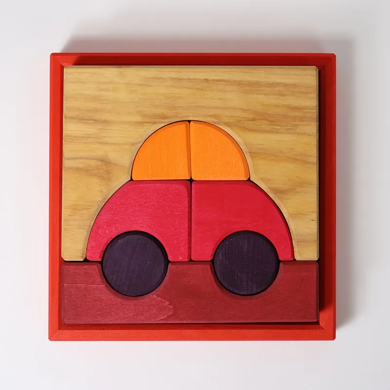 Grimm's houten bouwset Auto vanaf 1 jaar - Rood Lage Kosten