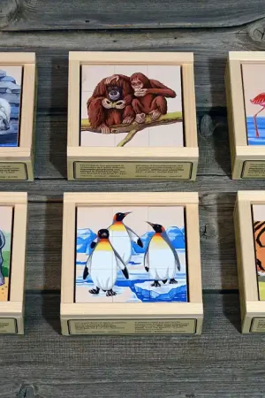 Atelier Fisher handgemaakt Blokkenpuzzel Dierentuindieren 9-delig Favoriet