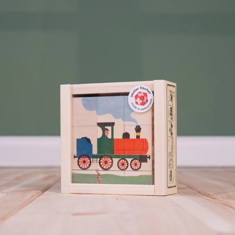 Atelier Fisher handgemaakt Blokkenpuzzel voertuigen 9-delig Gereduceerde Prijs