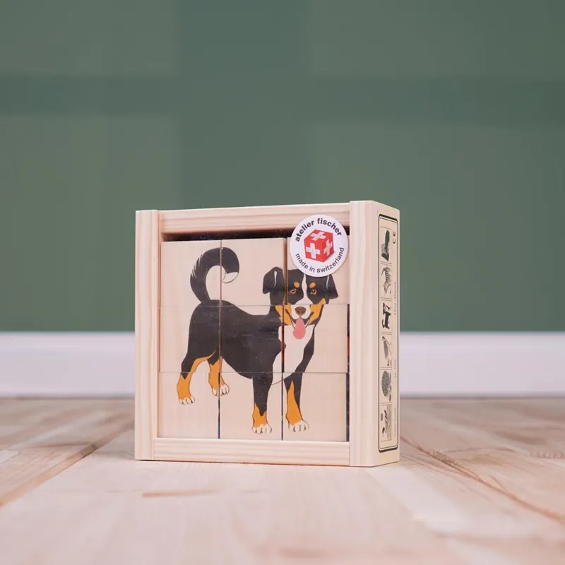 Alleen Vandaag Atelier Fisher handgemaakt Blokkenpuzzel Huisdieren 9-delig