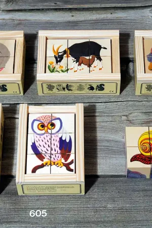 Atelier Fisher handgemaakt Blokkenpuzzel dieren 6-delig Premium