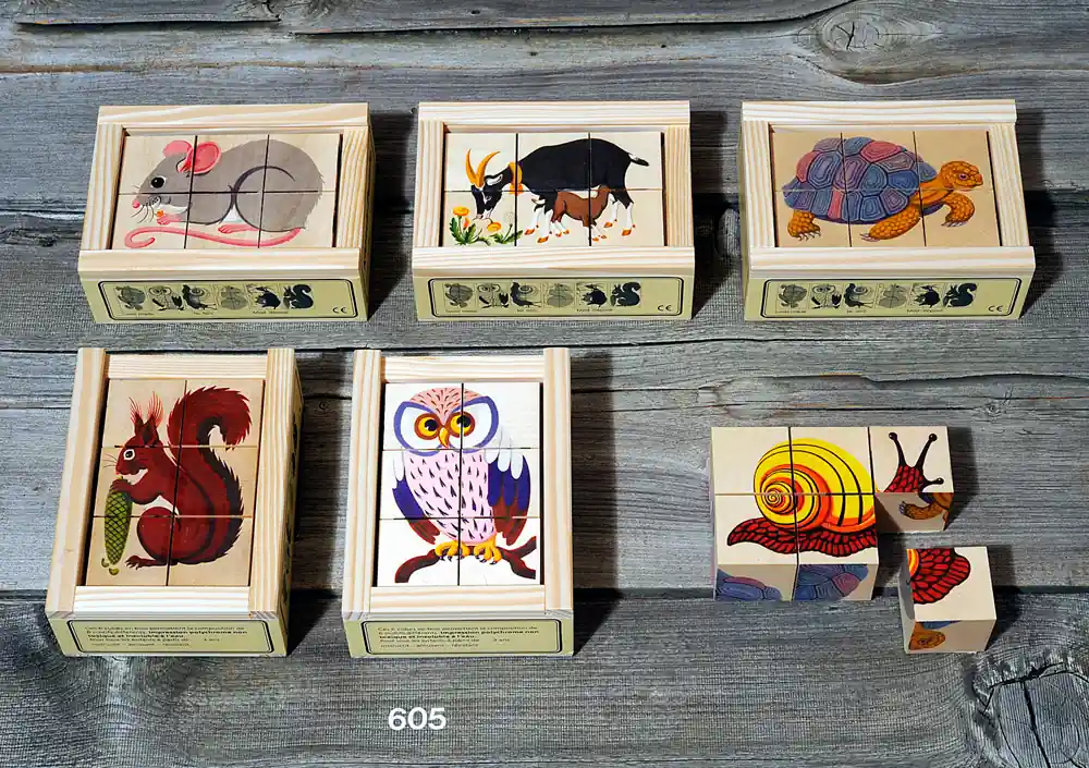 Atelier Fisher handgemaakt Blokkenpuzzel dieren 6-delig Premium