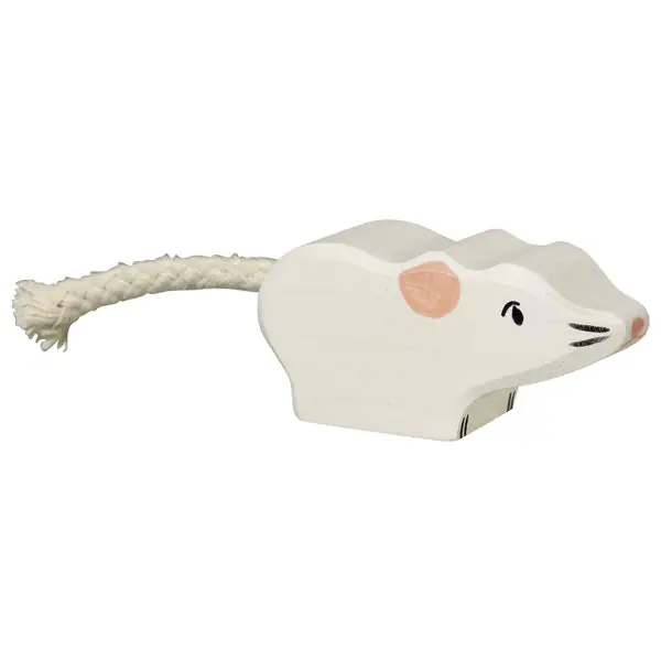 Holztiger houten muis wit 5 cm Premium