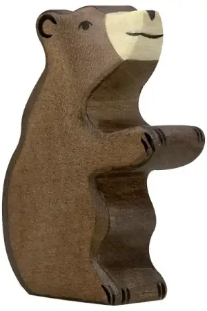 Bestseller Holztiger houten bruine beer klein zittend 7 cm