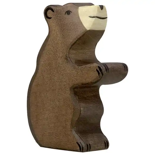 Bestseller Holztiger houten bruine beer klein zittend 7 cm