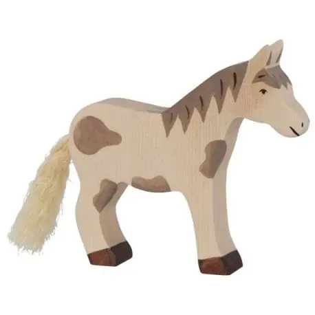 Populair Holztiger houten paard staand gevlekt 14 x 2,8 x 15,5 cm