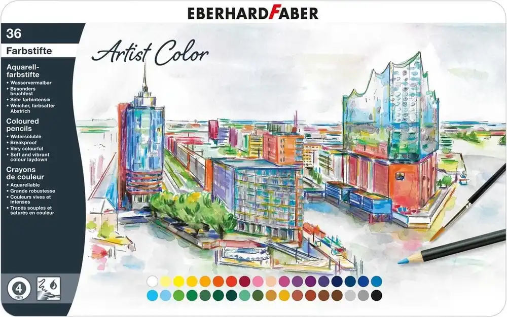 Aquarelpotloden Eberhard Faber Artist Color | 36 kleuren in blik Bestel Nu