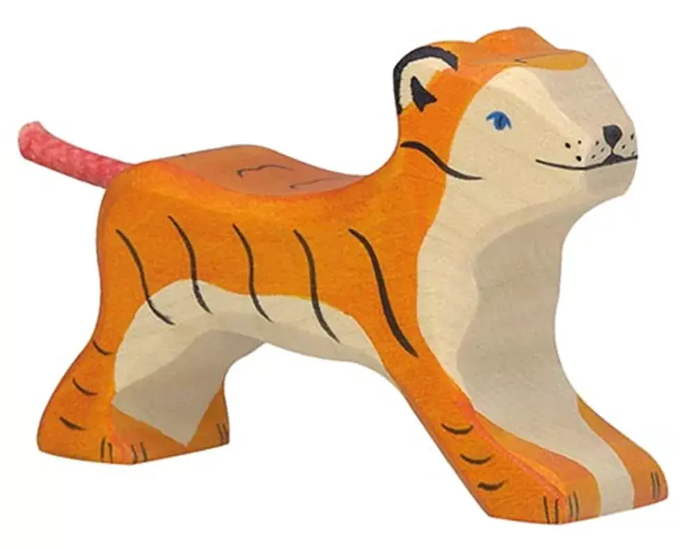 Holztiger houten tijger klein rennend 10 cm Rechtstreeks Van De Fabrikant