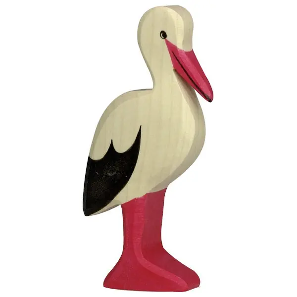 Premium Holztiger houten ooievaar 6 cm