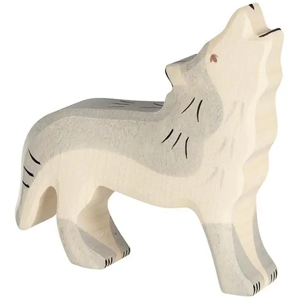 Lage Prijs Holztiger houten wolf huilend 11 cm