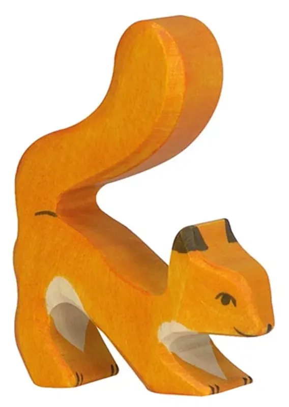 Holztiger houten eekhoorn sinaasappel 6 cm Premium