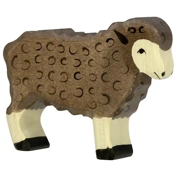 Populair Holztiger houten schaap staand zwart 10 cm