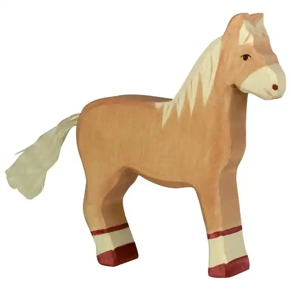 Must-Have Holztiger houten paard staand lichtbruin 14 cm