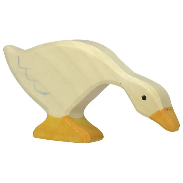 Rechtstreeks Van De Fabrikant Holztiger houten gans etend 11,5 cm