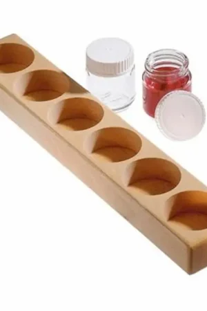 Gereduceerde Prijs Houten houder voor 6 glazen verfpotjes, 50 ml