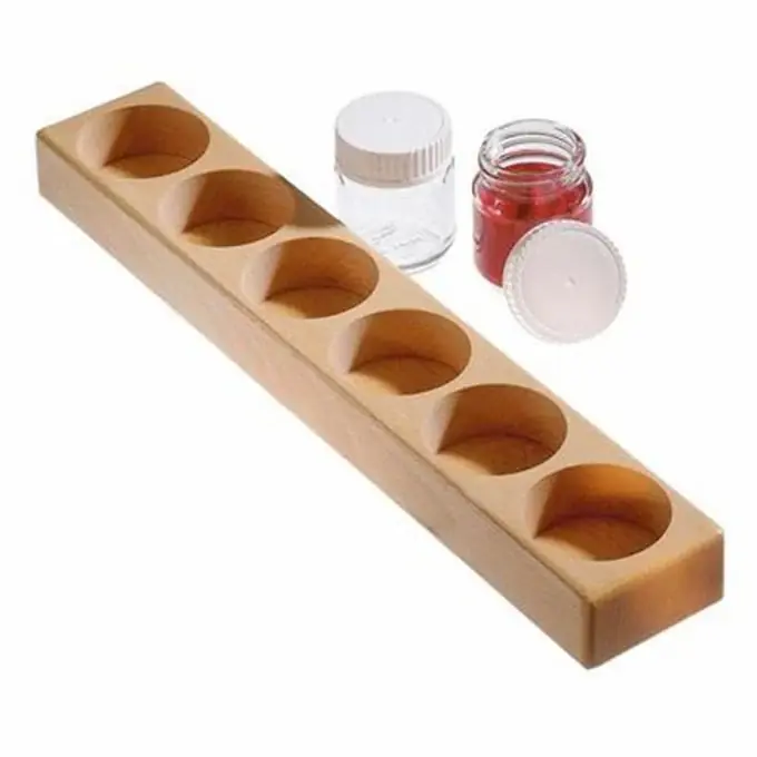 Gereduceerde Prijs Houten houder voor 6 glazen verfpotjes, 50 ml