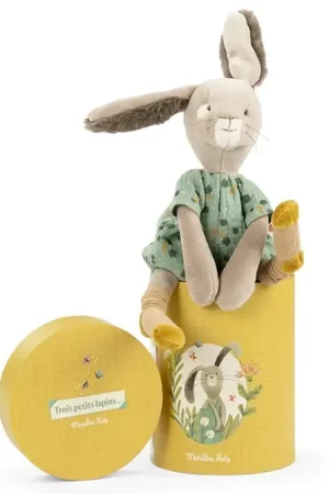 Lage Kosten Moulin Roty Knuffel Konijn Salie in Geschenkdoos, 'Trois Petits Lapins'