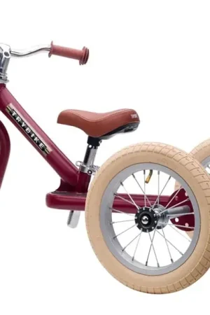 Trybike Steel 2-in-1 loopfiets vintage Mat rood Actieprijs