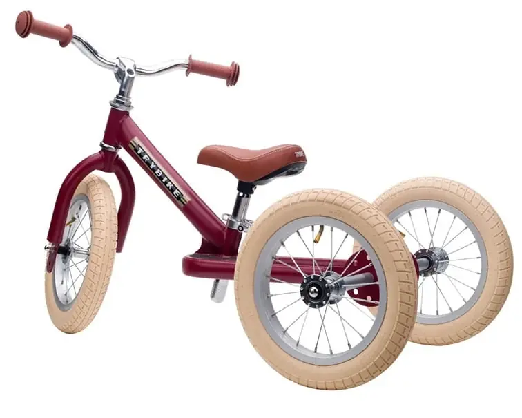 Trybike Steel 2-in-1 loopfiets vintage Mat rood Actieprijs