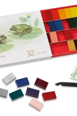 Op = Op Stockmar Bijenwaskrijtjes, blokjes 32 kleuren in doosje