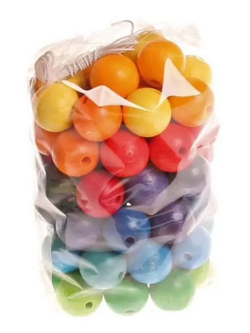 Express Levering Grimm's 60 gekleurde houten kralen, diameter 20 mm