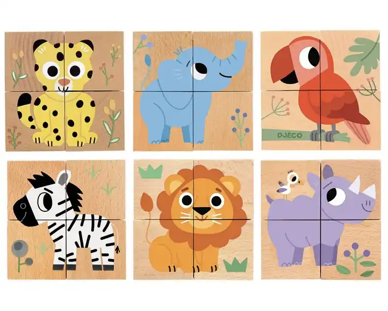 Premium Djeco Houten Blokpuzzel, Wild & Co