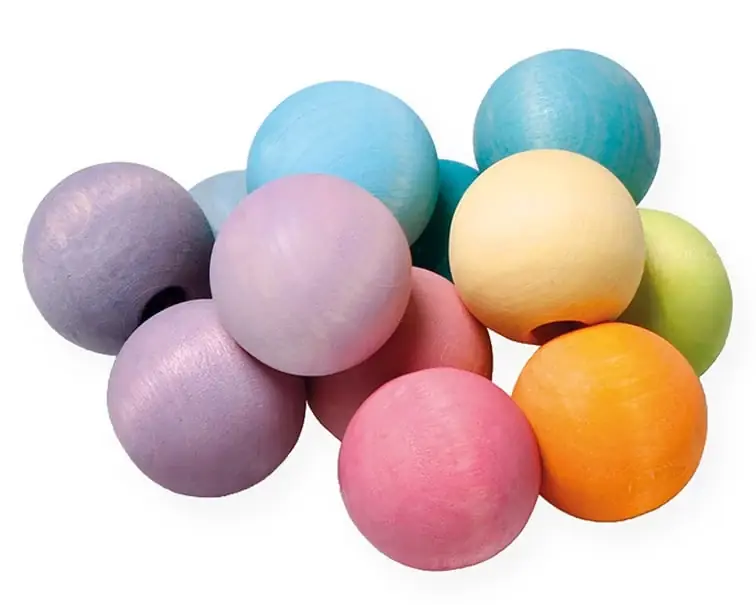 Grimm's houten Grijpspeeltje, Regenboogkralen Pastel Lage Kosten
