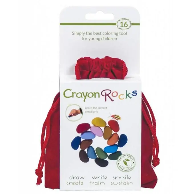 Fabrieksprijs Crayon Rocks, 16 kleuren in fluwelen zakje