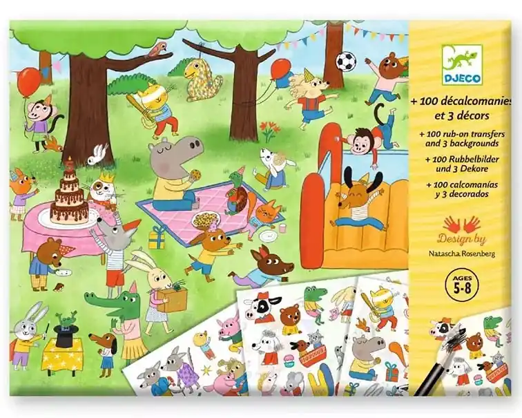 Djeco Wrijfplaatjes/Krasplaatjes, 'Het is feest', 5+ Favoriet