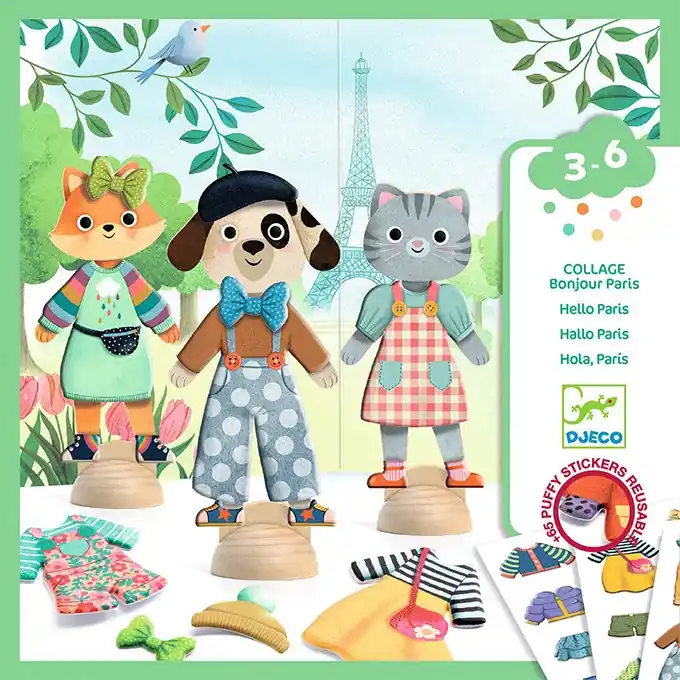 Beperkte Voorraad Djeco Knutselset Aankleedpoppen Little Wardrobe, Bonjour Paris, 3+