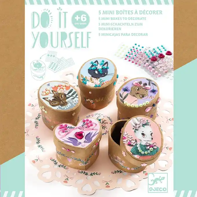Laatste Kans Djeco DIY Knutselset, Mini Opbergdoosjes Adorables', 5st - 6+