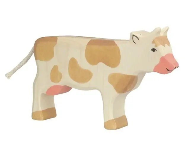 Favoriet Holztiger Houten koe bruin wit