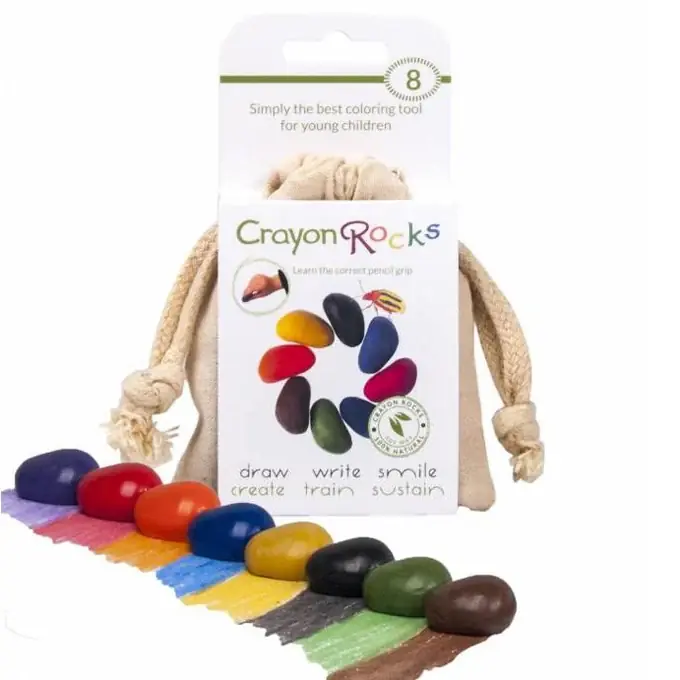 Crayon Rocks, 8 kleuren in katoenen zakje Gereduceerde Prijs