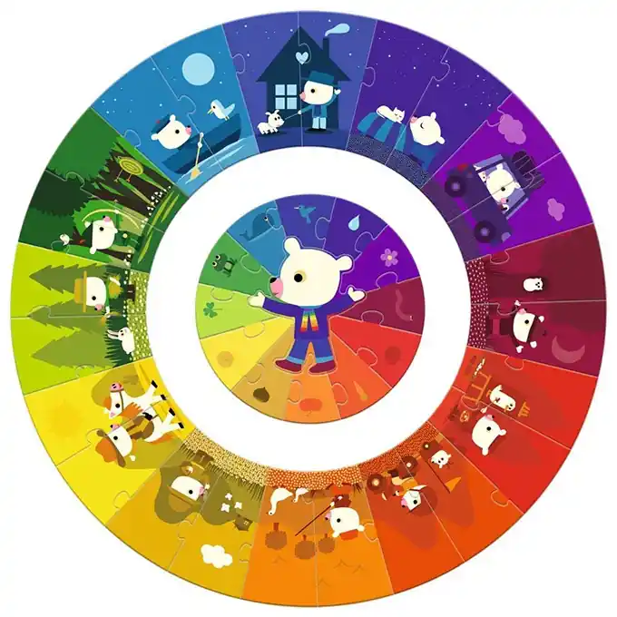 Alleen Vandaag Djeco Vloerpuzzel Kleurencirkel, 24 + 13 st, 58cm