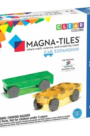 Finale Uitverkoop Magna-Tiles Magnetische tegels uitbreidingsset auto's 2 stuks, Geel-Groen