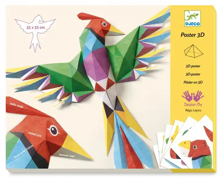 Flitsaanbieding Djeco knutselset 3D Wanddecoratie - Papegaai, 8+