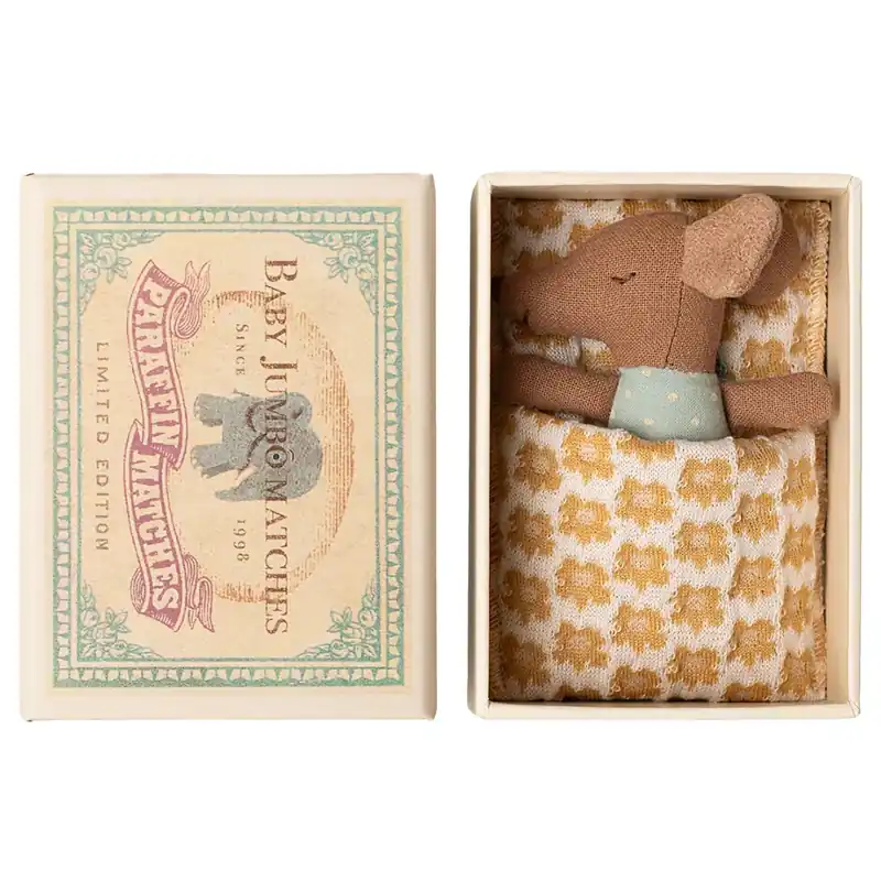 Maileg Baby Muis Sleepy Wakey baby mouse in matchbox, Blue II Superprijs