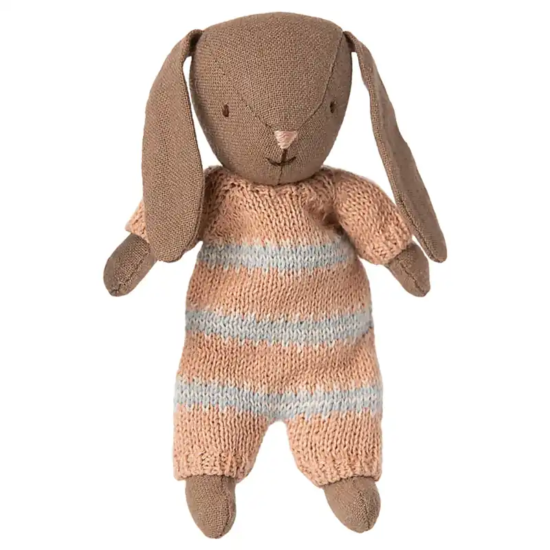 Maileg konijntje, Bunny, Micro - Brown - Dusty rose knitted suit, 12 cm Nu Kopen
