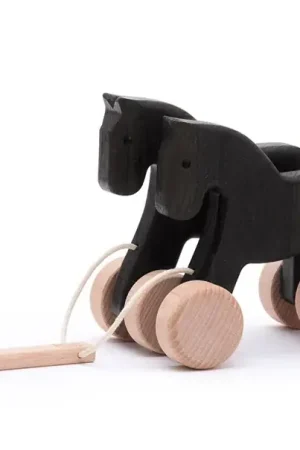 Korting Bajo Houten trekdier, springende paarden, zwart