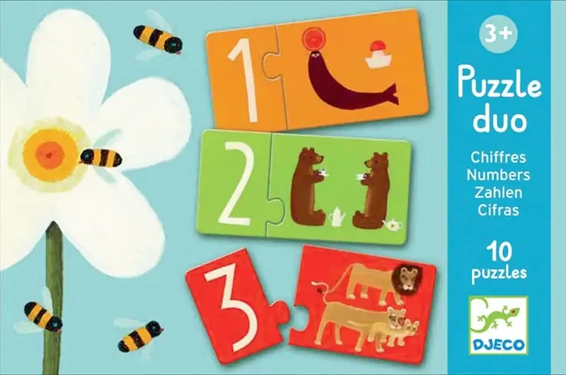 Laatste Versie Djeco Duo Puzzels, Cijfers, 10 x 2 st