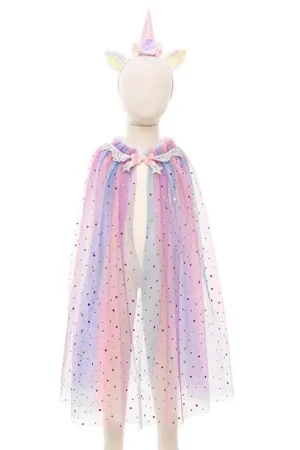 Beperkt Aanbod Great Pretenders, Eenhoorn Regenboog Cape met haarband, Rainbow Unicorn Cape & Headband, 4-6 jaar