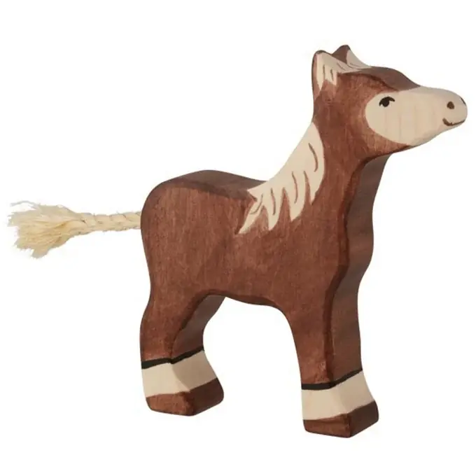 Exclusieve Aanbieding Holztiger Houten veulen donkerbruin